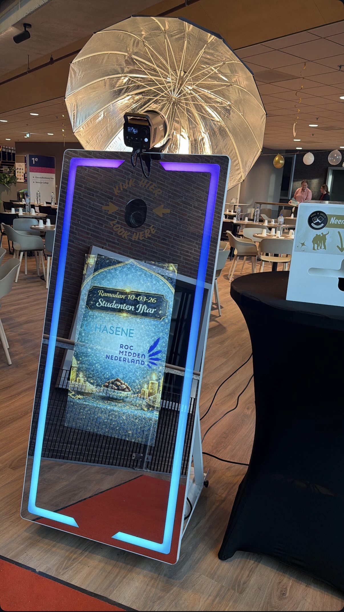 Pose & Smile photobooth opstelling bij een evenement